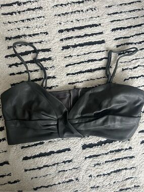 Dynamite Black Faux Leather Twist-Front Cami